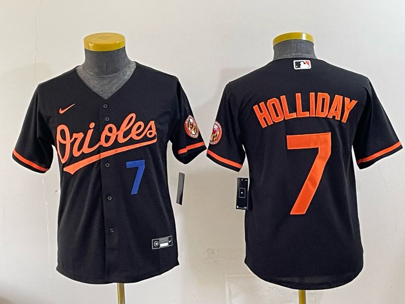 Youth 2025 Baltimore Orioles #7 Holliday black Nike MLB Jersey 005
